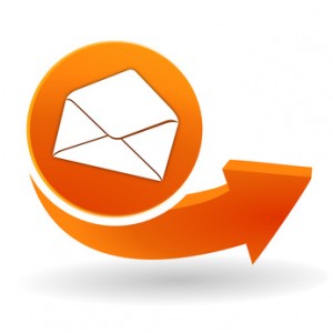 courrier sur bouton web orange